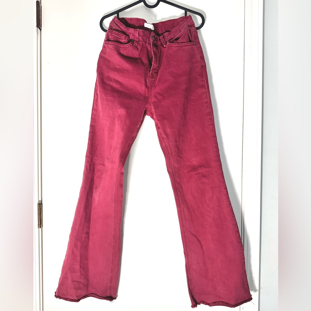 Altar'd State Deep Red denim flare straight jeans